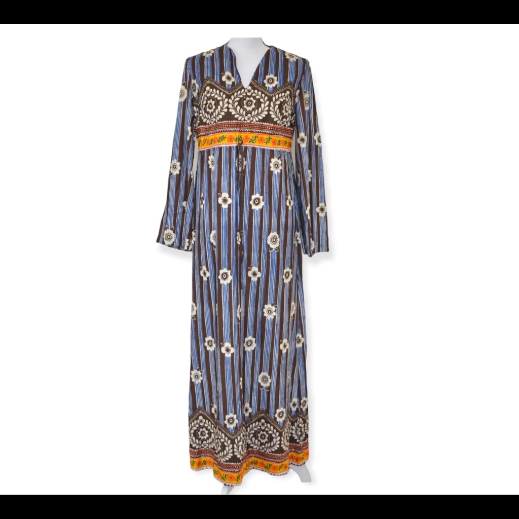 Vtg 60s Swim Dress By Sandcastle Psychedelic Maxi Multi-Colored Flower Print S/M